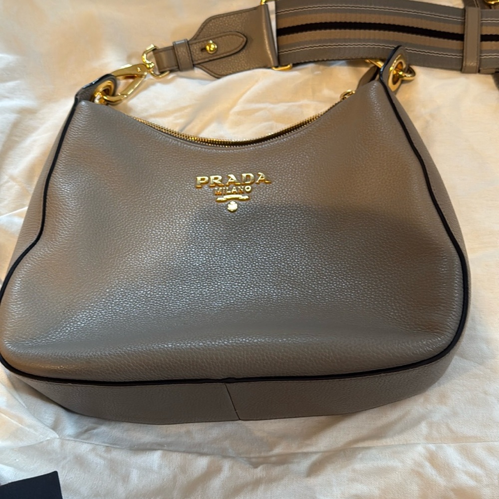 Grey Prada Vitelli Daino soft hobo bag.  Do not have bag.